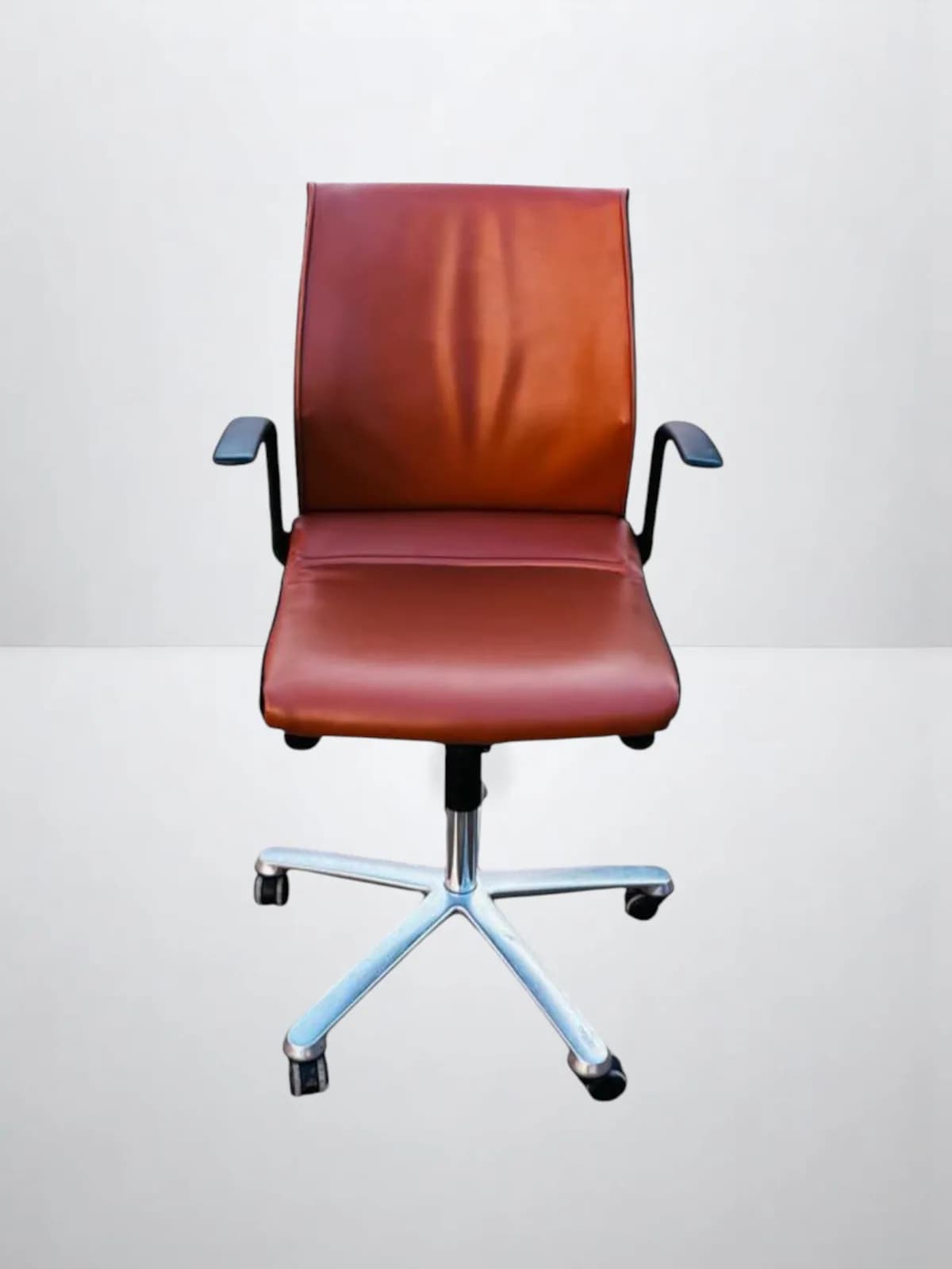 Chaise à roulette Wilkhahn Modus simili cuir chromé Chaise à roulette Wilkhahn Modus simili cuir chromé