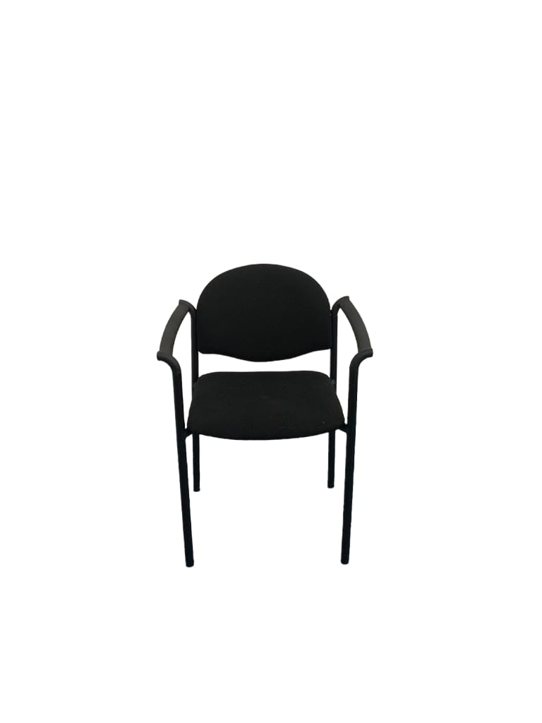 Chaise visiteur empilable tissus smili cuir noir - CVE