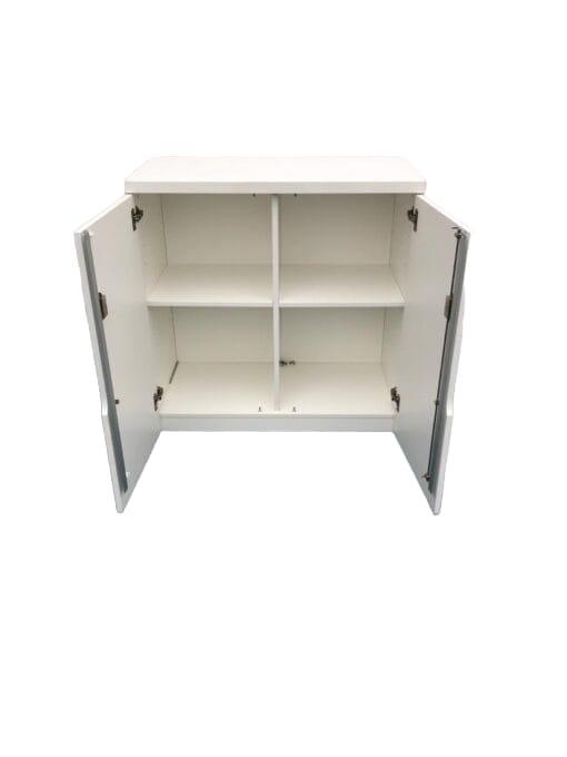 STEADY blanc - chêne- meuble secrétaire largeur 110cm avec 2 portes et  porte battante