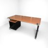 Bureau droit 160cm Steelcase merisier avec caisson noir