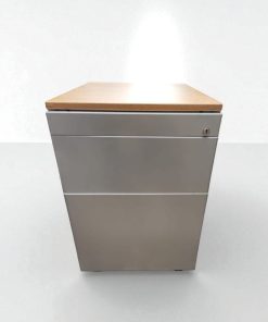 Caisson 3 tiroirs métalliques rangement stylo gris métallisé