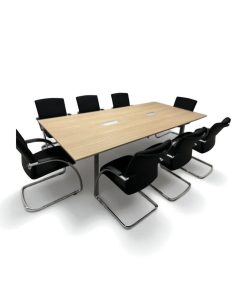 Table de Réunion en Chêne Américain avec Passe-Câbles 240x120cm 10/14 pers 