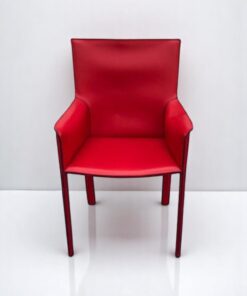 Enrico pellizzoni en cuir rouge – Chaise avec accoudoirs