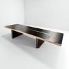 Table de Réunion en Cuir Noir Chromé 400x130 cm