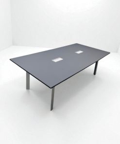 Table réunion finition cuir avec passe câble 240x120cm
