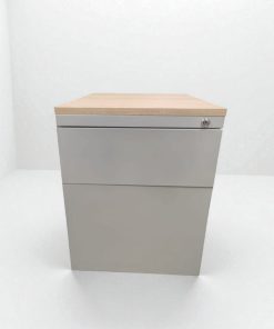 Caisson gris à 2 tiroirs -Finition chêne américain