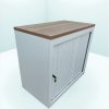 Armoire basse Magencia blanche finition top bois 80x74cm