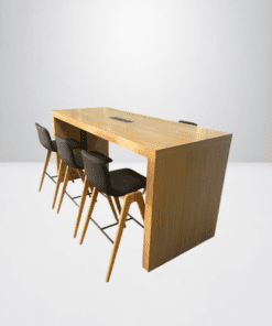 Comptoir d'accueil avec top d'accès finition chêne – 220 × 90 cm – Hauteur 110 cm